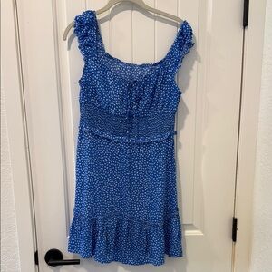 Blue Polka Dot Ruffle Dress